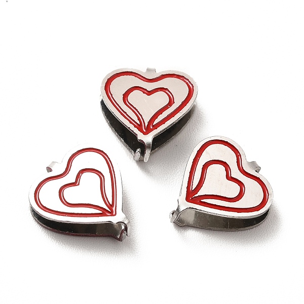 

PandaHall 304 Stainless Steel Snap on Bails, with Enamel, Heart, Red, Stainless Steel Color, 11x10x3.5mm, Pin: 0.9mm 304 Stainless Steel Red