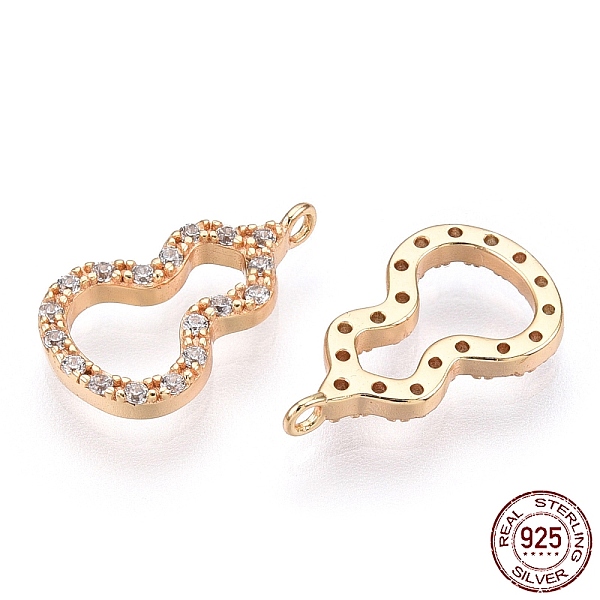

PandaHall 925 Sterling Silver Micro Pave Cubic Zirconia Charms, Gourd/Calabash, Nickel Free, Real 18K Gold Plated, 13x8x2mm, Hole: 1mm..., Clear