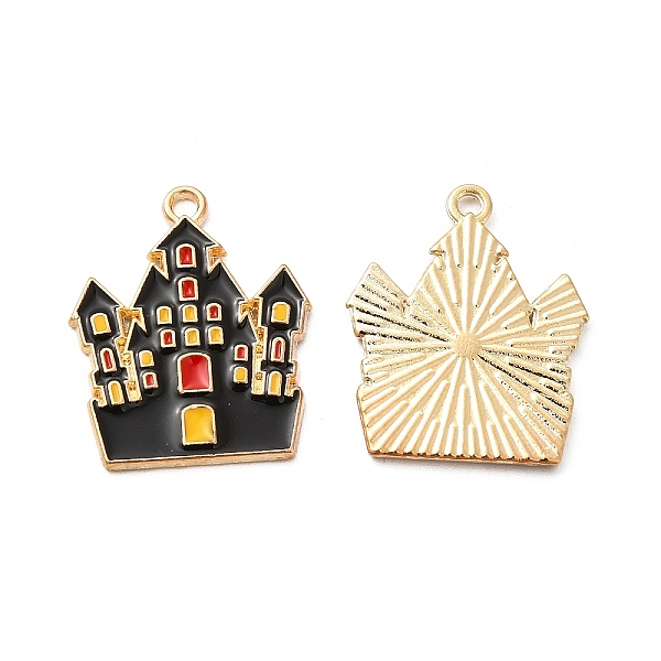 

PandaHall Alloy Enamel Pendants, Castle Charms, Halloween, Golden, 21x17.5x1.3mm, Hole: 1.5mm Alloy+Enamel Castle Black