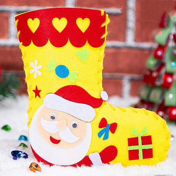 

PandaHall DIY Non-woven Fabric Christmas Sock Kits, including Fabric, Needle, Cord, Santa Claus Cloth Santa Claus Multicolor
