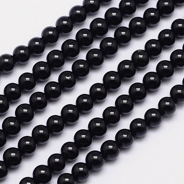 

PandaHall Natural Black Tourmaline Round Bead Strands, Grade AB+, 4mm, Hole: 1mm, about 101pcs/strand, 15.5 inch Tourmaline Round