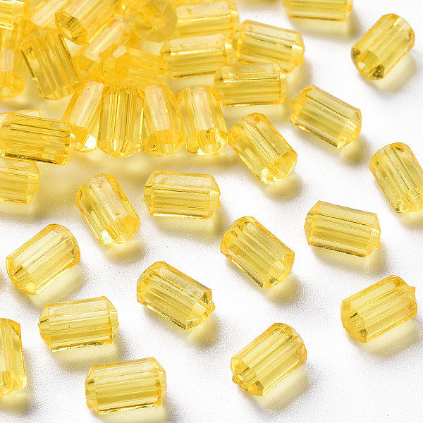 

PandaHall Transparent Acrylic Beads, Faceted, Polygon, Gold, 9x5mm, Hole: 1.8mm, about 3496pcs/500g Acrylic Polygon Gold