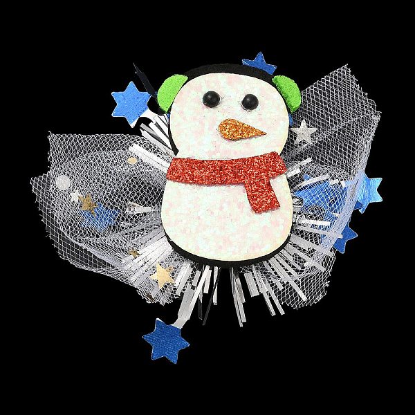 

PandaHall Chistmas Theme Felt & Gauze Alligator Hair Clips, with PVC and Iron Findings, Hair Accessories for Girls Women, Snowman..., White