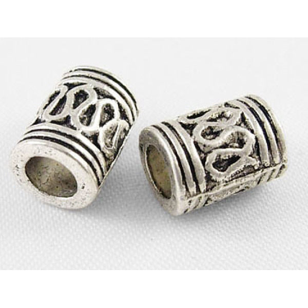 PandaHall Tibetan Style Alloy Beads, Lead Free & Cadmium Free, Column, Antique Silver, 10x7mm, Hole: 4mm Alloy Column