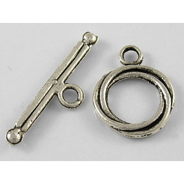 

PandaHall Tibetan Style Alloy Toggle Clasps, Lead Free, Cadmium Free and Nickel Free, Ring, Antique Silver, Ring: about 13mm wide, 17mm long...