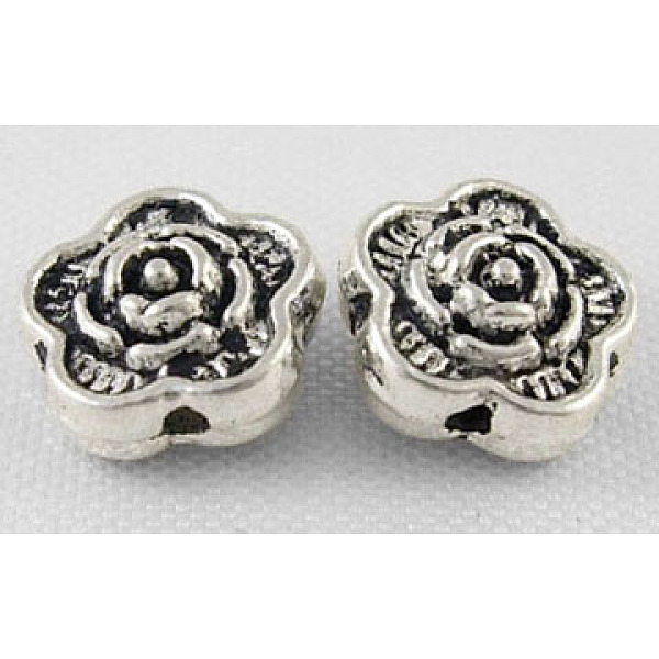 PandaHall Tibetan Style Alloy Beads, Lead Free & Cadmium Free & Nickel Free, Flower, Great for Mother's Day Gifts making, Antique Silver...