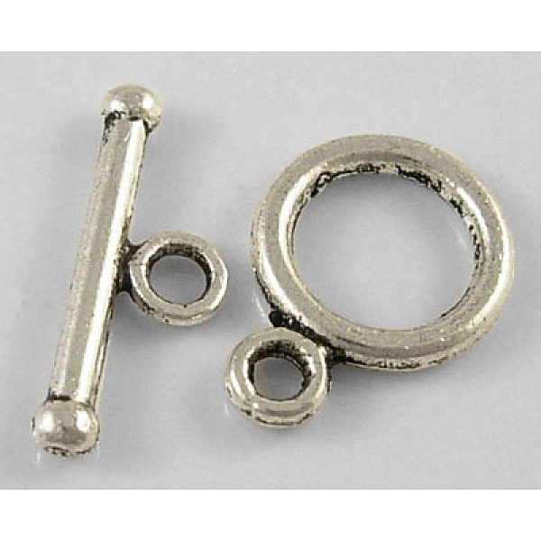 

PandaHall Tibetan Style Alloy Toggle Clasps, Lead Free and Cadmium Free, Ring, Antique Silver, 14x10mm, Hole: 2mm Alloy Ring