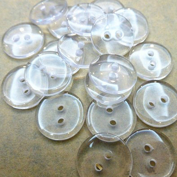 

PandaHall Lucid Round 2-hole Shirt Button, Resin Button, Clear, about 13mm in diameter, hole: 1.5mm, about 1000pcs/bag Resin Flat Round...