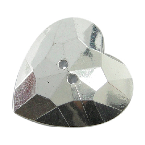 

PandaHall 2-Hole Acrylic Faceted Heart Sewing Buttons, Clear, about 16mm in diameter, 5mm thick, hole: 1.5mm Acrylic Rhinestone Heart Clear