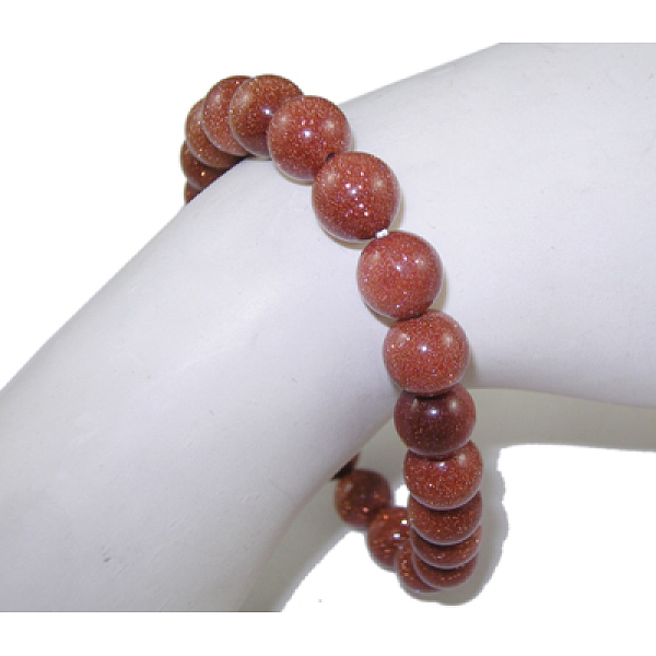 

PandaHall Synthetic Goldstone Beaded Stretch Bracelets, Round, 2 inch(5.2cm), Bead: 8mm Goldstone Gold