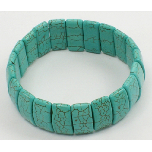 

PandaHall Gemstone Bracelet, Turquoise, about 62mm inner diameter, Bead: about 22mm wide, 10mm long Synthetic Turquoise Green