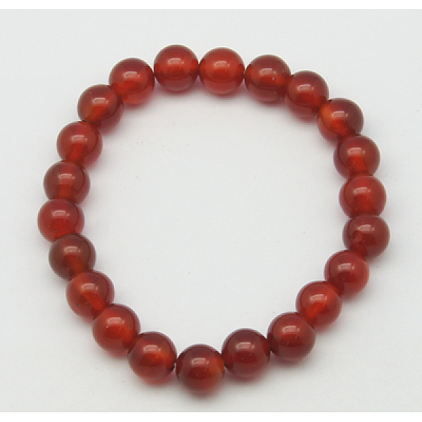 

PandaHall Agate Stretchy Bracelet, Mother's Day Gift Bracelets, Red, 52mm Natural Agate Red