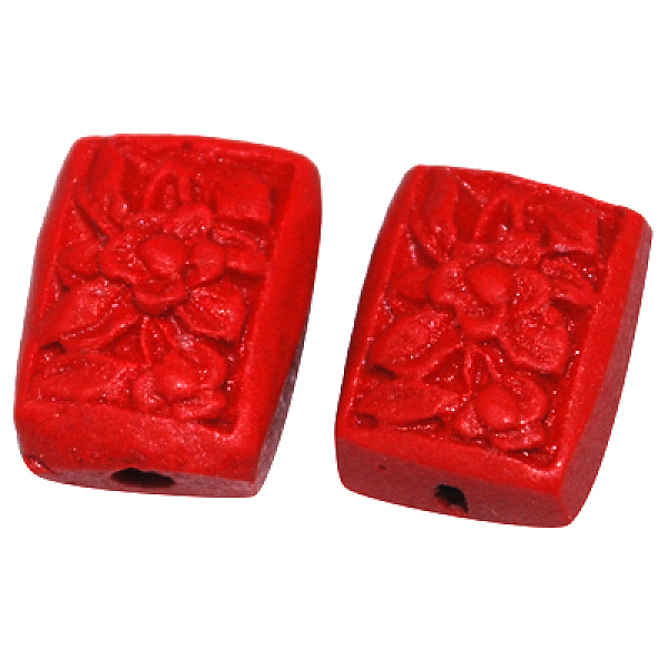 

PandaHall Cinnabar Beads, Carved Lacquerware, Rectangle, Red, Size: about 11mm long, 9mm wide, 6.5mm thick, hole: 1.5mm Cinnabar Rectangle...