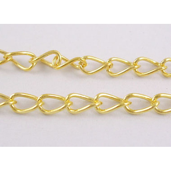 

PandaHall Iron Twisted Chains, Unwelded, Golden, Ring: about 3.5mm wide, 5.5mm long, 0.5mm thick Iron
