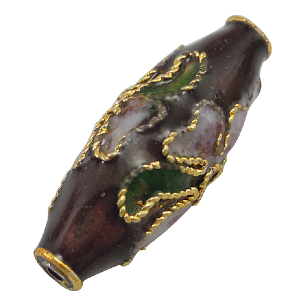 

PandaHall Handmade Cloisonne Beads, Rice, Purple, about 7mm wide, 18mm long, hole: 1.5~2mm Brass Rice Purple