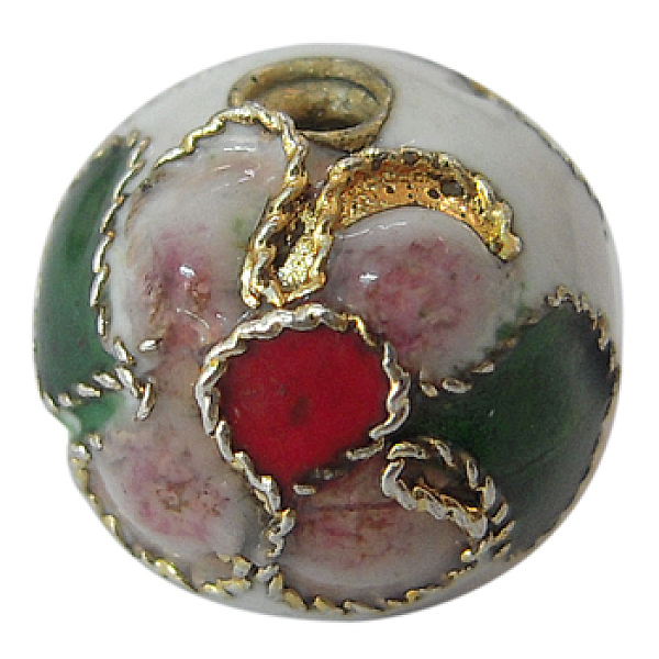 

PandaHall Handmade Cloisonne Beads, Filigree Round, White, 10mm, Hole: 1mm Brass Round White