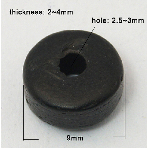 

PandaHall Coconut Beads, Donut, Black, 9x2~4mm, Hole: 2.5~3mm, about 500pcs/500g Coconut Donut Black