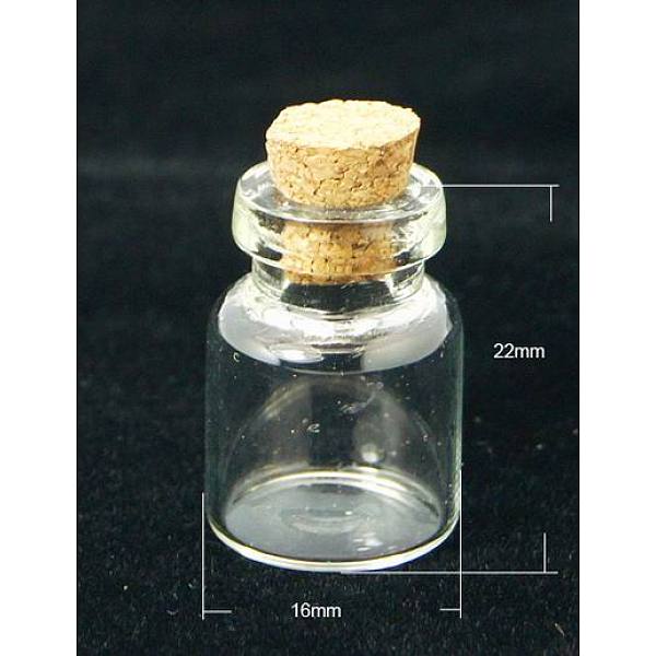 

PandaHall Glass Jar Bead Containers, with Cork Stopper, Wishing Bottle, Clear, 16x22mm, Bottleneck: 10mm in diameter, Capacity: 3.5ml(0.12...