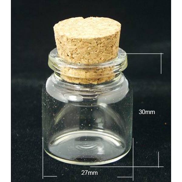 

PandaHall Glass Bead Containers, with Cork Stopper, Wishing Bottle, Clear, Clear, 27x30mm, Cork Stopper: 15~18.5x15mm, Bottleneck: 16mm...