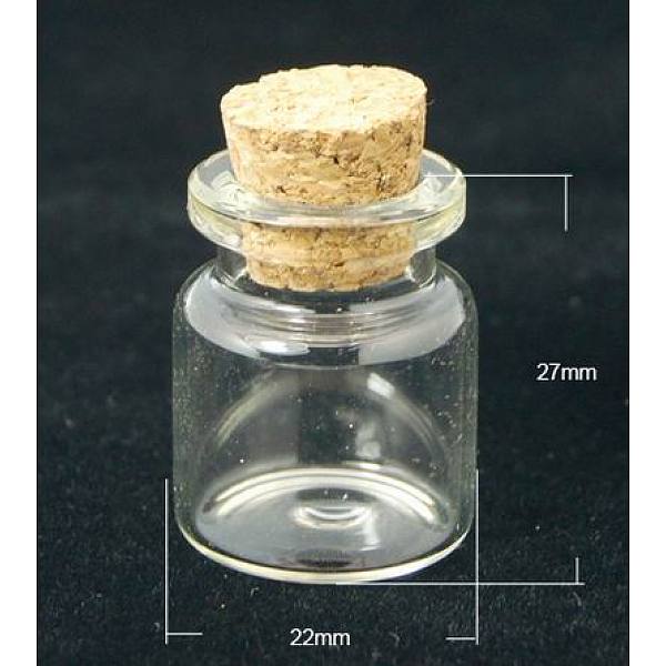 

PandaHall Glass Wishing Bottle Bead Containers, with Cork Stopper, Clear, 22x27mm, Inner Diameter: 6mm, Tampion: 5.5~7x7mm, Bottleneck: 15mm...
