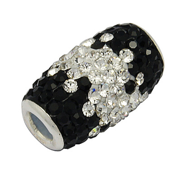 

PandaHall Austrian Crystal European Beads, with 925 Sterling Silver Double Cores, Large Hole Beads, Column, Colorful, Size: about 12mm in..., Black