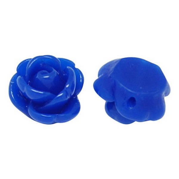 

PandaHall Opaque Resin Beads, Rose Flower, Blue, 9x7mm, Hole: 1mm Resin Flower Blue