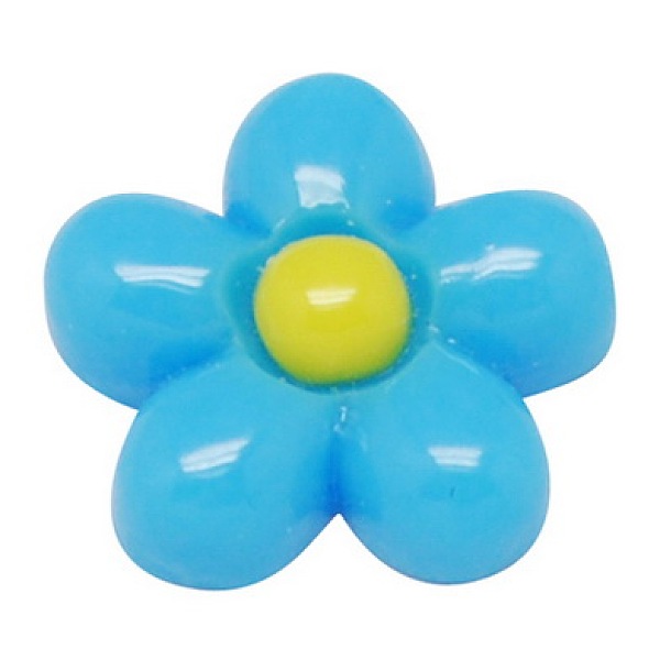 

PandaHall Opaque Resin Cabochons, Flower, Deep Sky Blue, 13mm Resin Flower Blue
