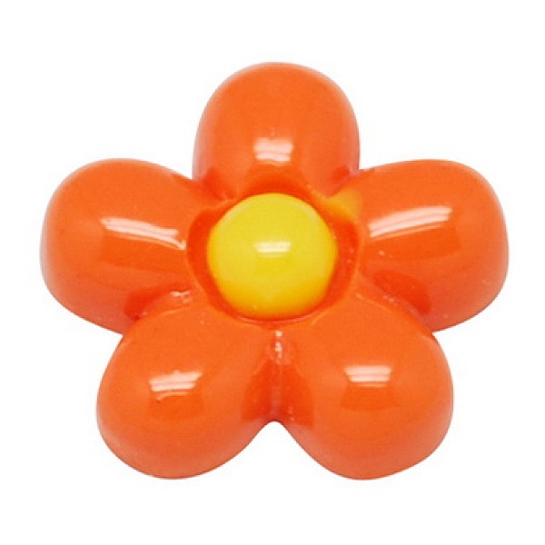 

PandaHall Opaque Resin Cabochons, Flower, Orange Red, 13mm Resin Flower Red
