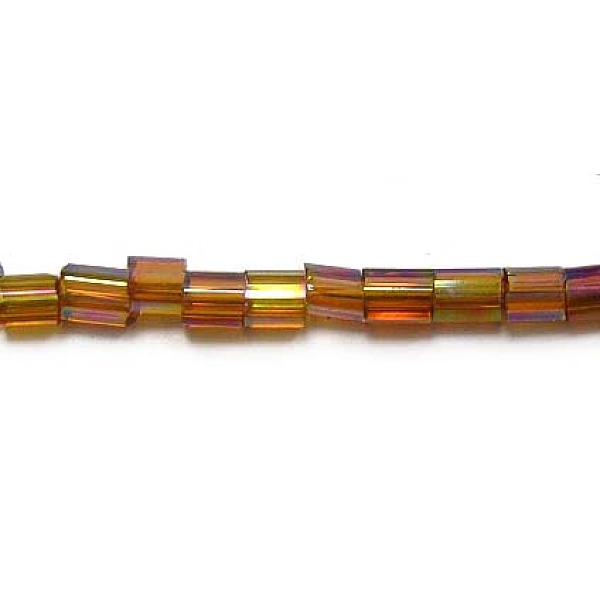 

PandaHall 11/0 Two Cut Glass Seed Beads, Hexagon, Trans.Colours Rainbow, Dark Orange, Size: about 2.2mm in diameter, about 37500pcs/Pound...