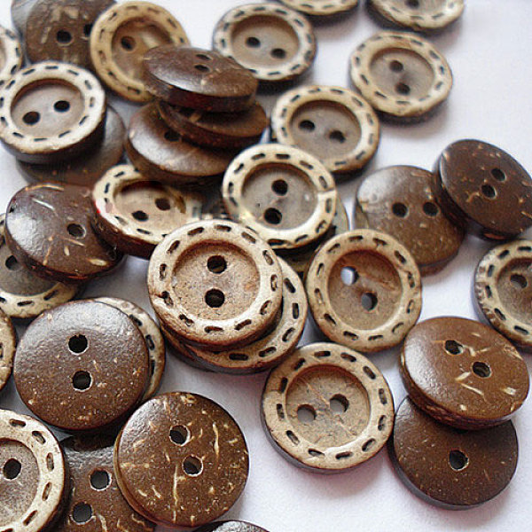 

PandaHall Carved 2-hole Basic Sewing Button, Coconut Button, Multicolor, 13mm in diameter Coconut Multicolor