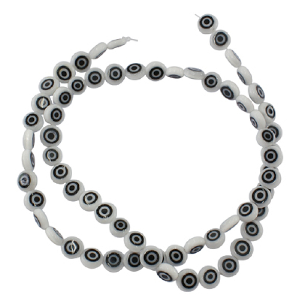 

PandaHall Handmade Lampwork Beads Strands, Evil Eye, Flat Round, White, about 8mm in diameter, 3.5mm thick, hole: 1mm, about 52pcs/strand...