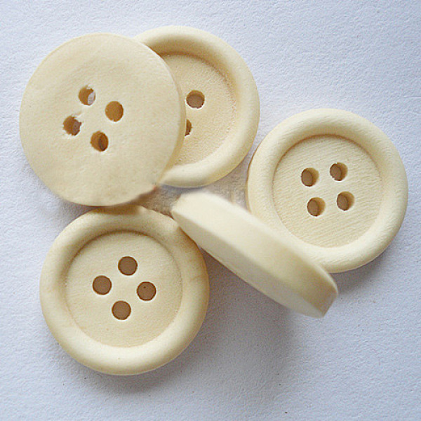 

PandaHall 4-Hole Buttons for Shirts, Wooden 1 inch Buttons, PapayaWhip, about 25mm in diameter, 100pcs/bag Wood Orange