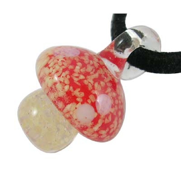 

PandaHall Handmade Luminous Lampwork Pendants, Red, Mushrooms, about 15mm wide, 25mm long, hole: 3mm Lampwork Mushroom Red