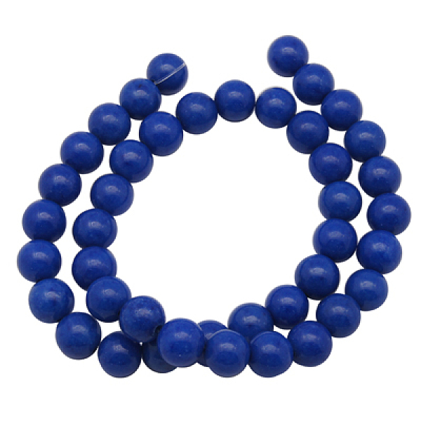 

PandaHall Natural Mashan Jade Beads Strands, Dyed, Round, Blue, 10mm, Hole: 1.2mm, about 42pcs/strand, 16 inch Mashan Jade Round Blue