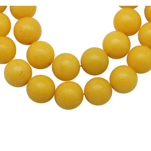 

PandaHall Natural Mashan Jade Beads Strands, Dyed, Round, Gold, 12mm, Hole: 1.2mm, about 35pcs/strand, 16 inch Mashan Jade Round Gold