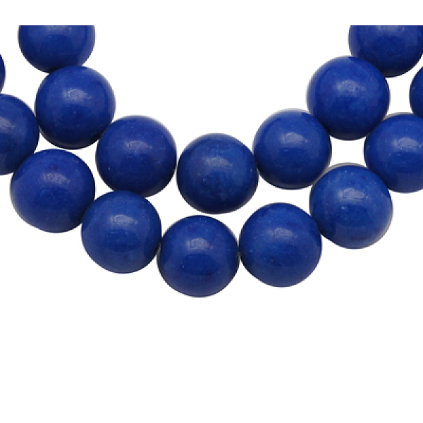 

PandaHall Natural Mashan Jade Beads Strands, Dyed, Round, Blue, 8mm, Hole: 1.2mm, about 51pcs/strand, 16 inch Mashan Jade Round Blue