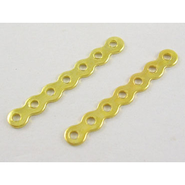 

PandaHall Iron Spacer Beads, Golden color, 3.2mm wide, 24mm long, hole: 1.2mm, 7 holes Iron Rabbit