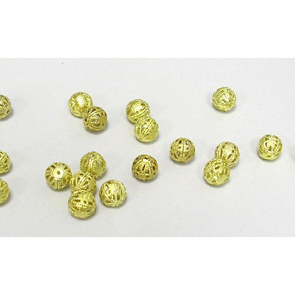 

PandaHall Brass Filigree Beads, Round, Golden, 8mm, Hole: 0.5mm Brass Round
