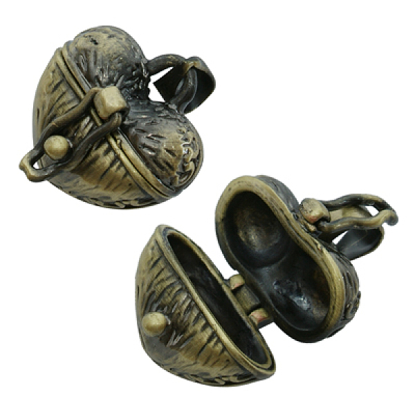 

PandaHall Brass Pendant, Prayer Box, Heart, Antique Bronze Color, about 18mm wide, 24mm long, hole: 4mm Brass Heart