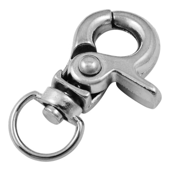 

PandaHall Iron Swivel Clasps, Swivel Snap Hook, Jewelry Findings, Platinum Color, Size: about 31mm long, 19mm wide, 6mm thick, hole: 6mm...
