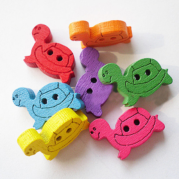 

PandaHall Tortoise Buttons with 2-Hole, Wooden Buttons, Mixed Color, about 18mm long, 12mm wide, 150pcs/bag Wood Multicolor