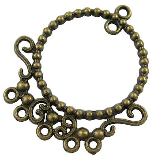 

PandaHall Alloy Chandelier Component Links, Cadmium Free & Nickel Free & Lead Free, Flat Round, Antique Bronze, 39.5x37.5x1.5mm, Hole: 2mm...