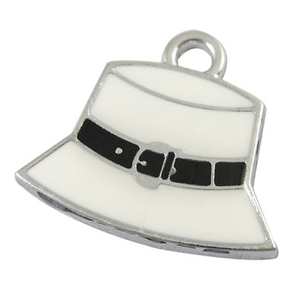 

PandaHall Alloy Enamel Pendants, Lead Free and Cadmium Free, Hat, Platinum, White, about 22mm long, 23mm wide, 2.5mm thick, hole: 3mm...