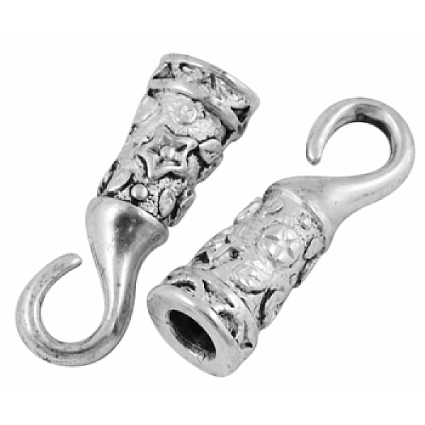

PandaHall Tibetan Style S-Hook Clasps, Lead Free and Cadmium Free, Antique Silver, 24x8x7mm, Hole: 4mm Alloy