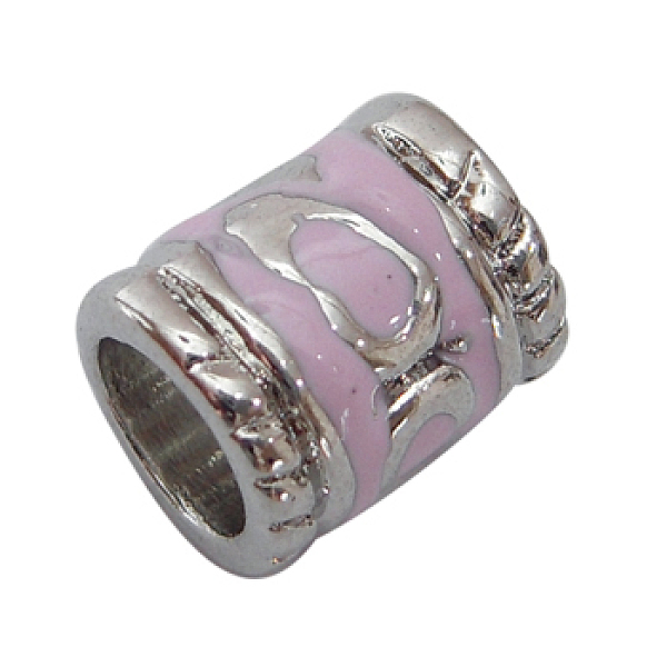 

PandaHall Enamel Alloy European Beads, Cadmium Free & Lead Free, Large Hole Column Beads, Platinum Plated, Lilac, Lilac, 8.5x7mm, Hole: 5mm..., Purple