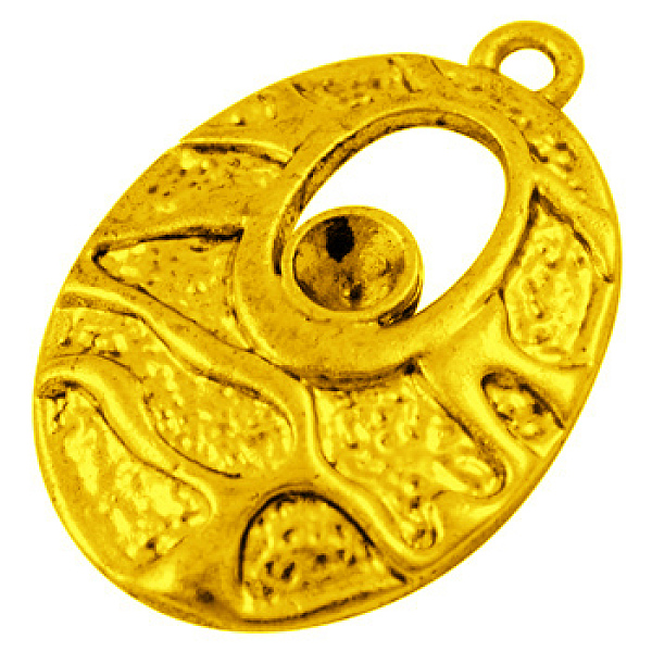 PandaHall Alloy Pendant Cabochon Enamel Settings, Lead Free and Cadmium Free, Oval, Golden, 27x19x2mm, Hole: 2mm Alloy Oval