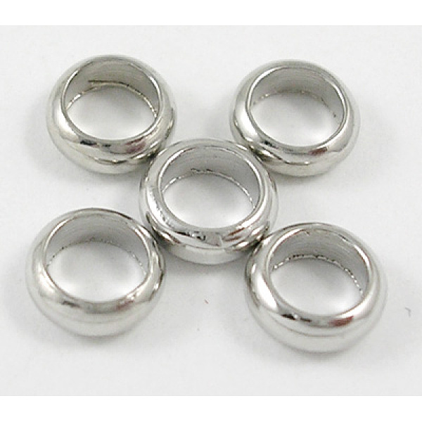 

PandaHall Brass Spacer Beads, Rondelle, Nickel Free, Platinum, 6x2mm, Hole: 4mm Brass Rondelle