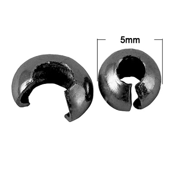 

PandaHall Brass Crimp Beads Covers, Nickel Free, Round, Gunmetal, About 5mm In Diameter, 4mm Thick, Hole: 2mm Brass