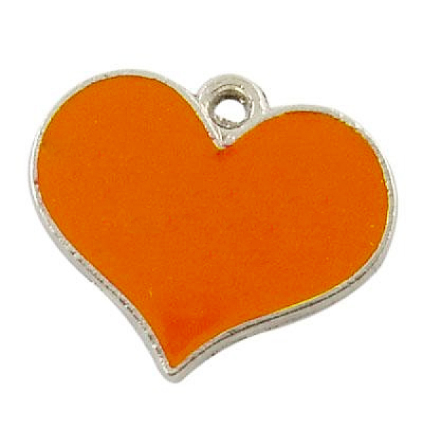 

PandaHall Alloy Enamel Pendants, Lead Free and Cadmium Free, Platinum Color, Heart, Orange, 16.5x19.5x1mm Alloy+Enamel Heart Orange