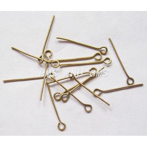 

PandaHall Iron Eye Pin, Cadmium Free & Nickel Free & Lead Free, Antique Bronze, 20x0.7mm, Hole: 2mm, about 9700pcs/1000g Iron